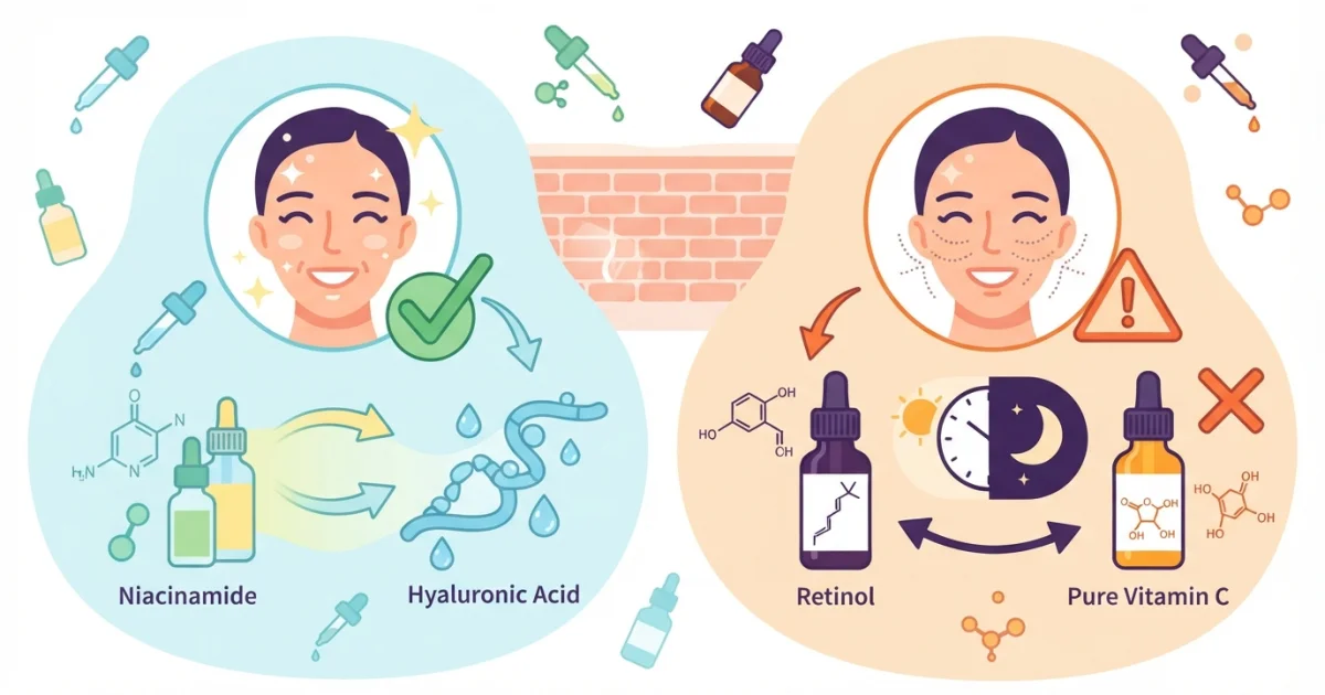 Actifs cosmétiques : lesquels peut-on associer et lesquels vaut-il mieux espacer ?